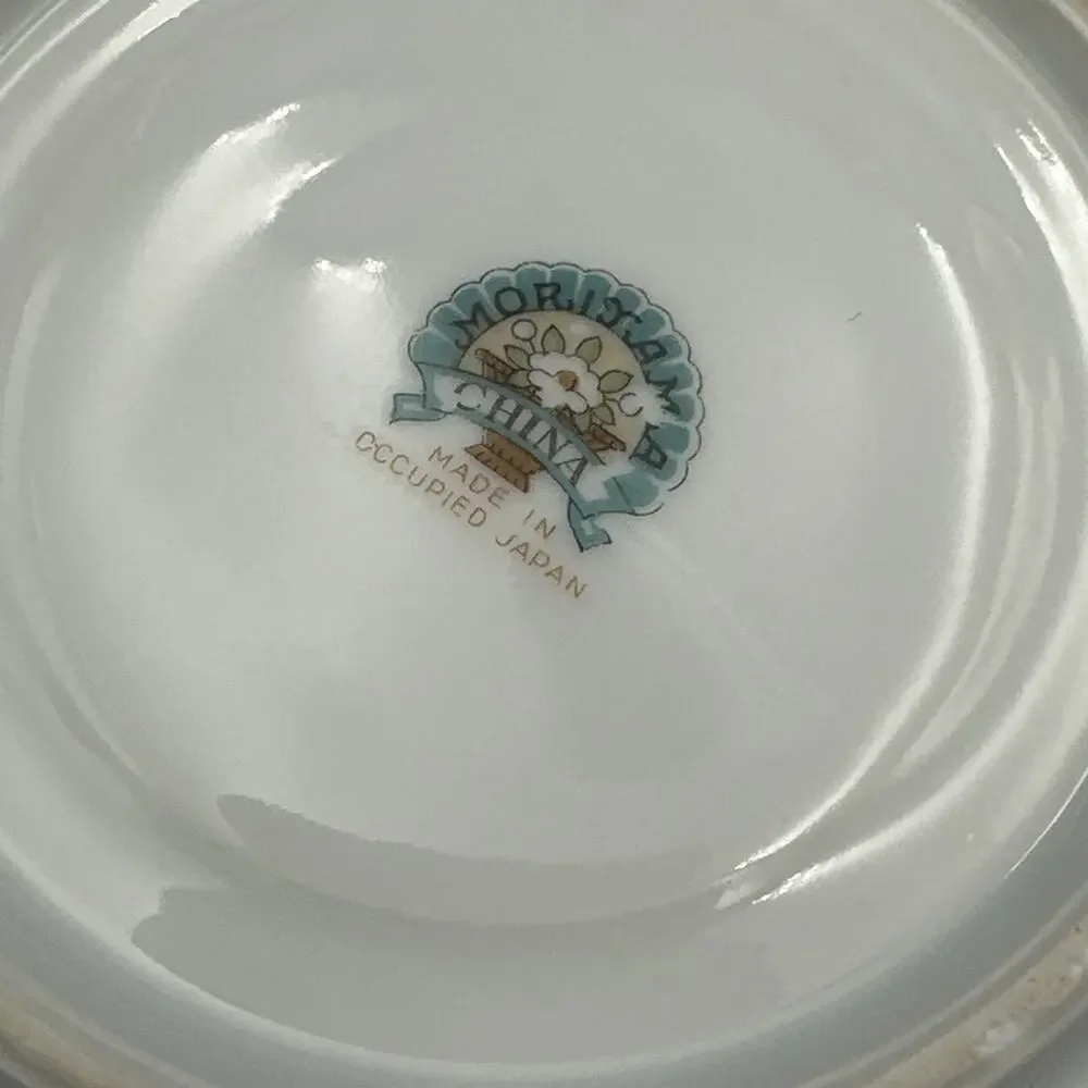 VTG Moriyama Teacup &‎ Saucer Floral Design Gold Trim Made in Occupied Japan